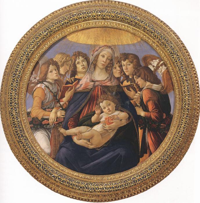 Sandro Botticelli Madonna and Child with six Angels or Madonna of the Pomegranate (mk36)